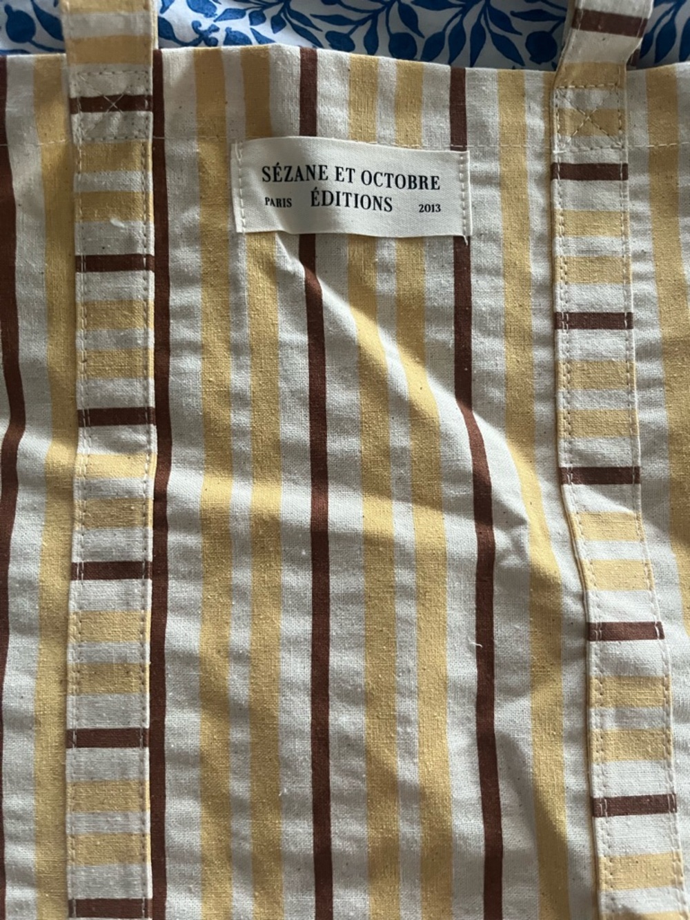 Sézane Striped Canvas Tote in Yellow, Brown, and White
